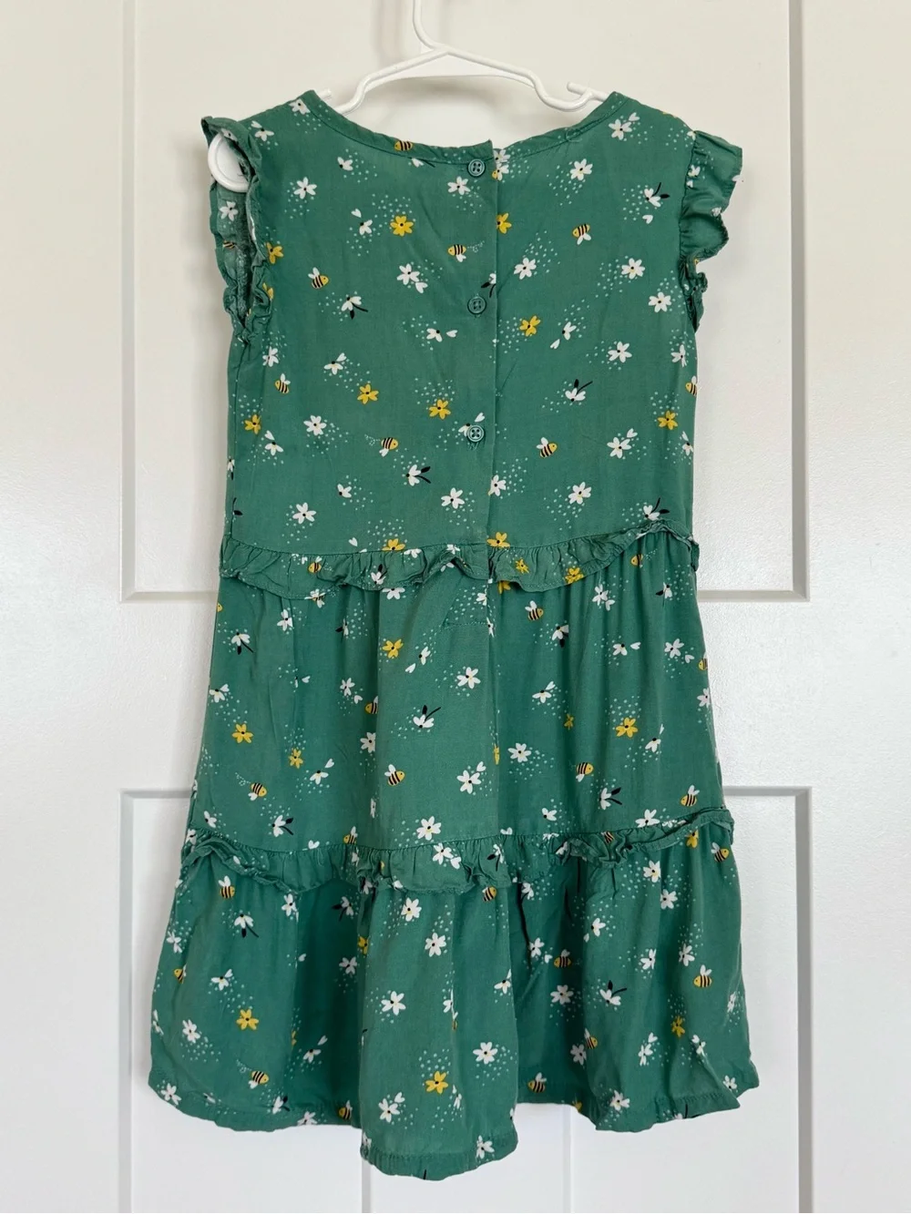 Carter’s Girls Green Bee Floral Tiered Dress Size 5T